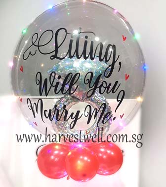 Customised Will You Marry Me Diamond Ring In Bubble Balloon